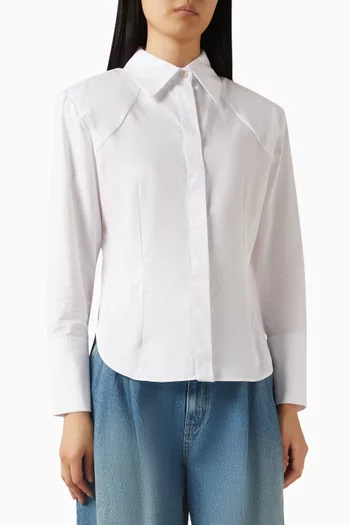 Back Drape Boxy Shirt in Cotton Poplin