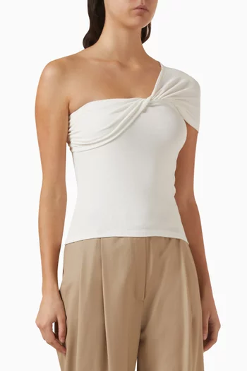 Draped Ribbed Top in Cotton