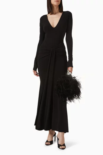 فستان سهرة صافي بدرابيه جيرسيه