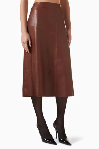 Vanyenne Midi Skirt in Leather