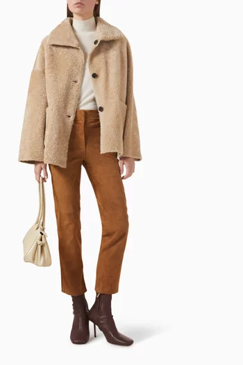 Jen Slim-fit Pants in Stretch Suede