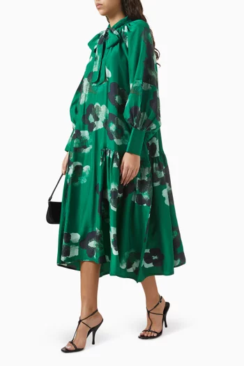 Printed Kaftan-style Dress in Silk
