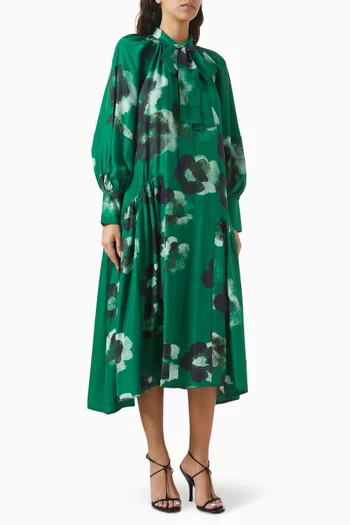 Printed Kaftan-style Dress in Silk