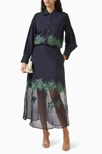 تنورة ليورا حرير وأورجانزا