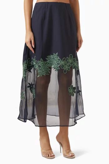 تنورة ليورا حرير وأورجانزا