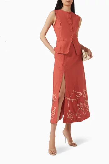 Circle Slit Skirt in Cotton Blend