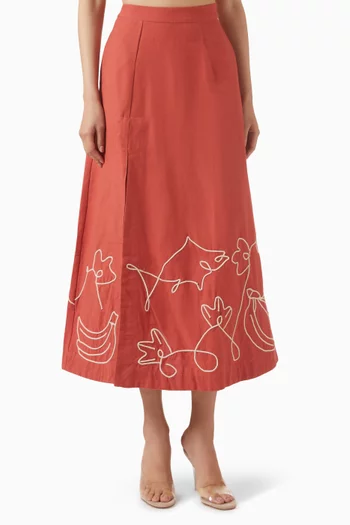 Circle Slit Skirt in Cotton Blend