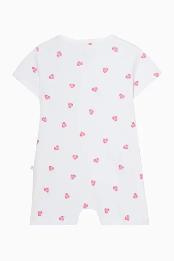 Pink Hearts Romper in Bamboo & Cotton