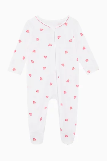 Heart Picot-trim Sleepsuit in Bamboo & Cotton