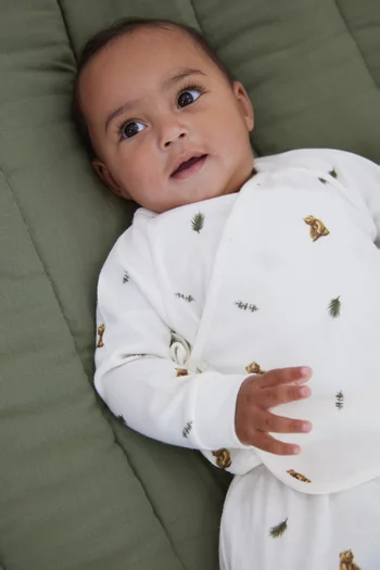 Brown Bear Wrap-over Two-piece Set in Bamboo & Cotton
