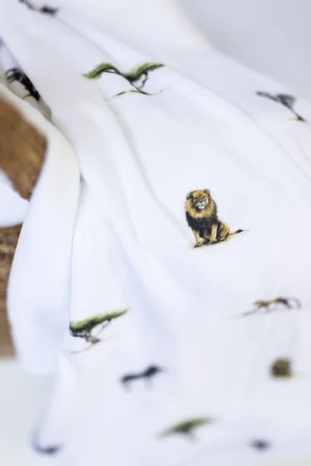 بطانية للأطفال الرضع بنقشة سفاري قطن وبامبو