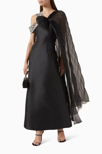 Embellished Drape Pleated Dress