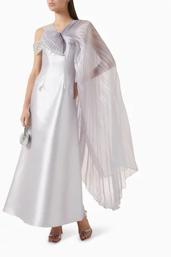 Embellished Drape Pleated Dress