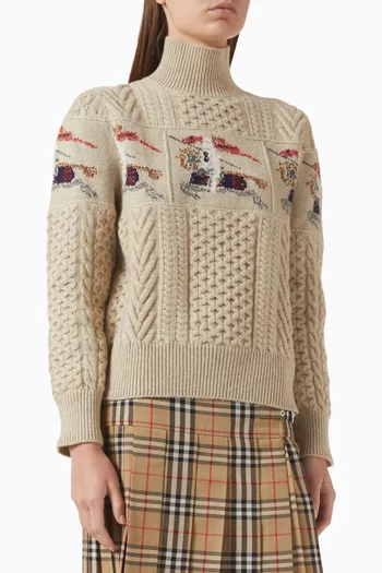 Aran Knit Sweater in Wool Blend