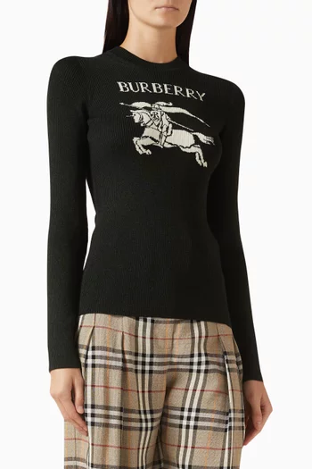 سترة منسوجة بشعار الماركة مزيج صوف