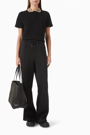 تي شيرت بولو بياقة بنقشة مربعات قطن