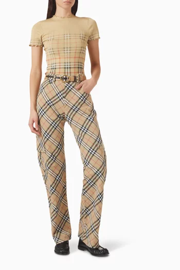 بلوزة بنقشة مربعات بألوان متدرجة قطن مطاطي