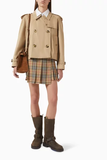 معطف ترنش هالتي بصفي أزرار قطن