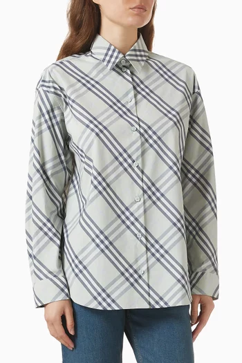 قميص إلارا بنقشة مربعات قطن