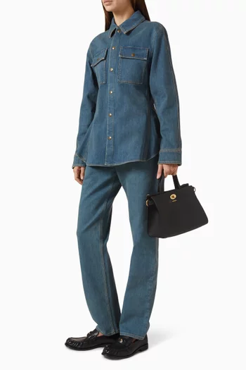 Dakota Flare-waist Shirt in Denim