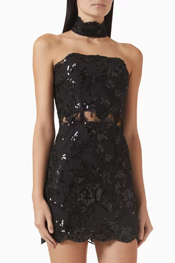 Georgie Embellished Mini Dress in Lace