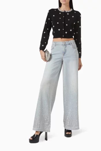 كارديغان دوللي مزين بتطريزات صوف مارينو