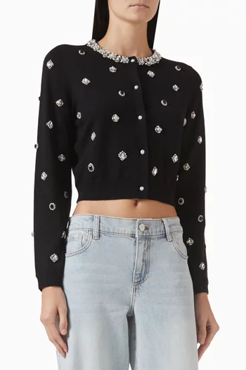 كارديغان دوللي مزين بتطريزات صوف مارينو