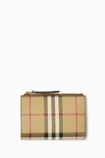 محفظة صغيرة ثنائية الطيّ قنب مغلف بنقشة مربعات