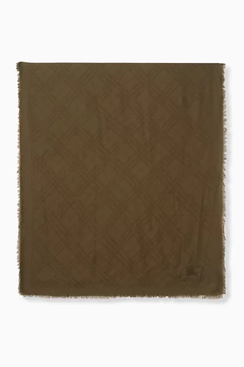 وشاح بنقشة مربعات صوف وحرير