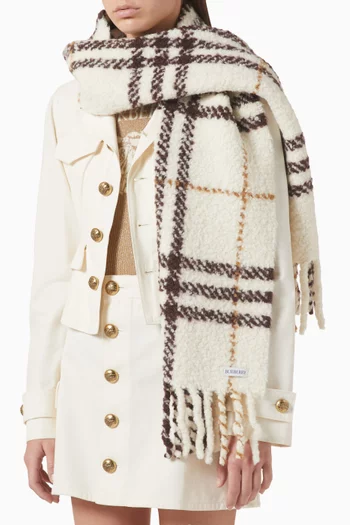 Check Bouclé Scarf in Alpaca Wool Blend