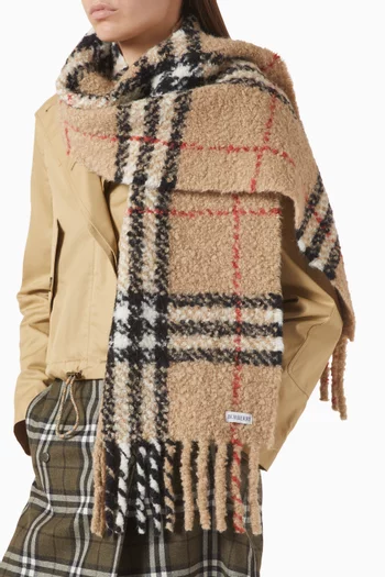 Check Bouclé Scarf in Alpaca Wool Blend
