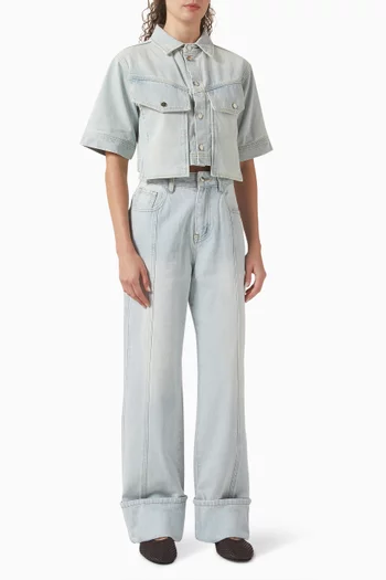 Sylvie Shirt & Jeans Set in Cotton-denim