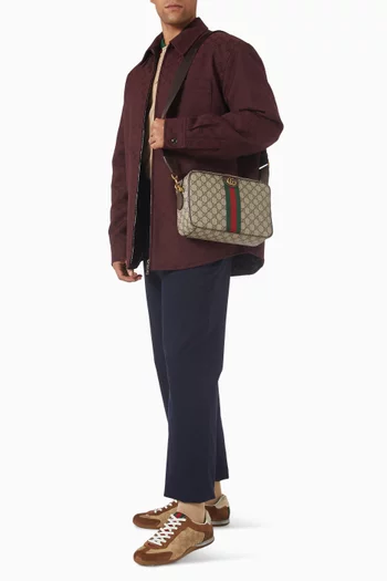 حقيبة كتف أوفيديا متوسطة قنب بشعار حرفي GG