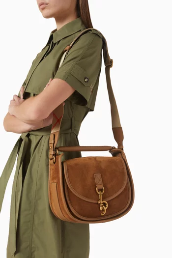 Small B Clip Messenger Bag in Suede