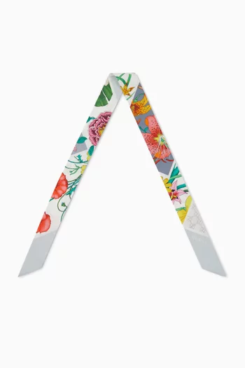 Floral-print Ribbon Scarf in Silk