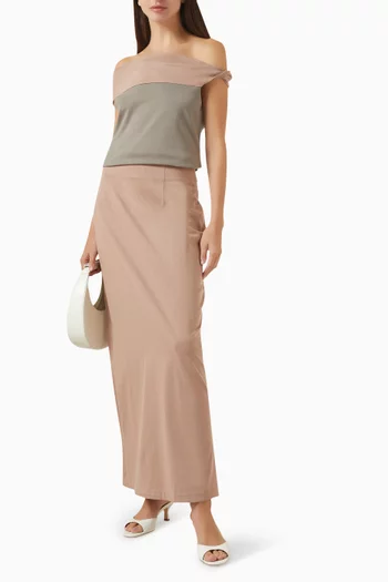 Two-tone Top & Skirt Set in Cotton