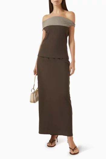 Two-tone Top & Skirt Set in Cotton