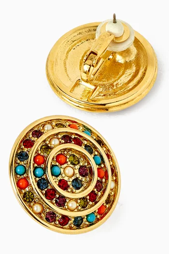 أقراط بتصميم مستدير متعدد الألوان فينتج من الثمانينيات