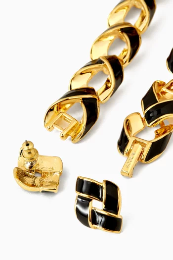 طقم قلادة وأقراط مطلي بالمينا فينتج من التسعينيات