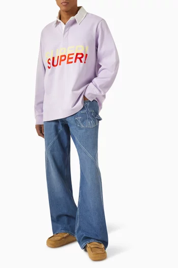 تي شيرت بولو راجبي بطبعة Super Super قطن