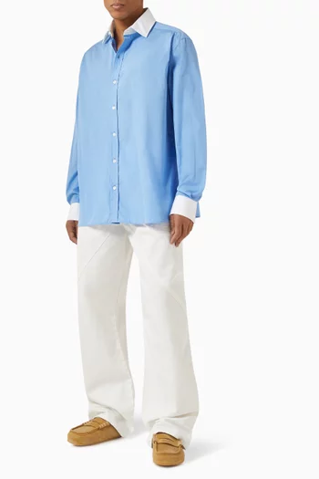 Contrast Collar Dress Shirt in Cotton
