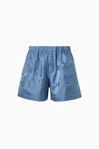 Damask Woven Shorts in Silk