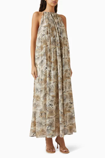 فستان ليرا مزين بنقشة