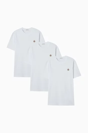 طقم تي شيرت بشعار الماركة قطن، 3 قطع