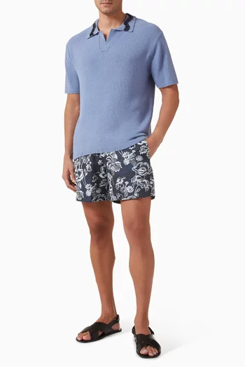 شورت سباحة كلاسيكي بنقشة زهور فاوانيا