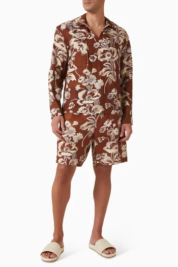 شورت بنقشة زهور فاوانيا كتان