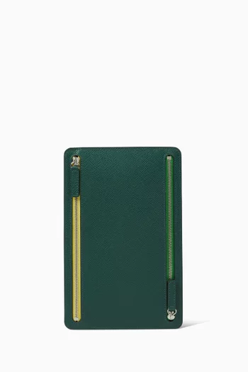 حافظة بسحّابات متعددة جلد بنقشة باناما