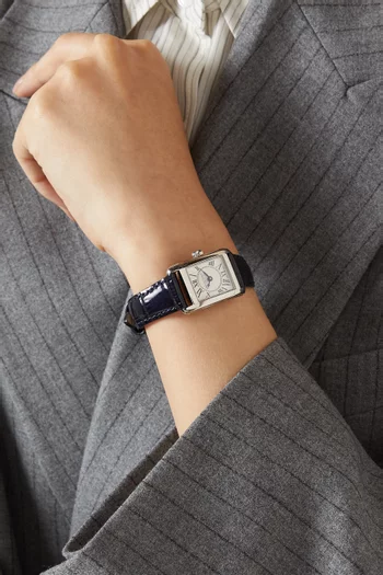 ساعة كاريه كوارتز بسوار جلد، 23 × 21 مم