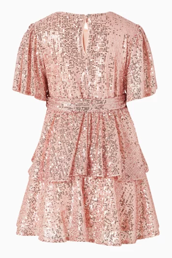 Shimmer Belted Flared Dress