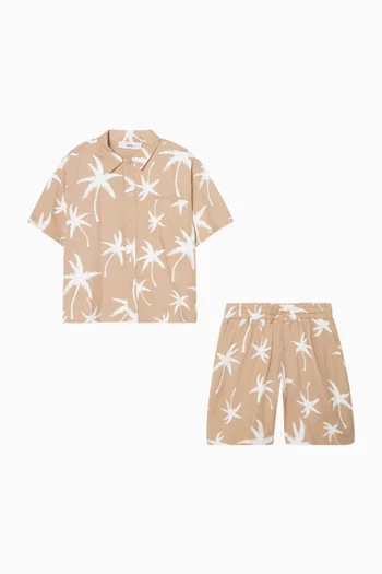 All-Over Print Shirt & Shorts Set